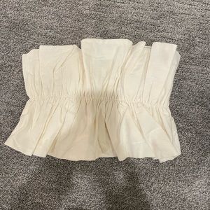Cream Strapless Crop Top